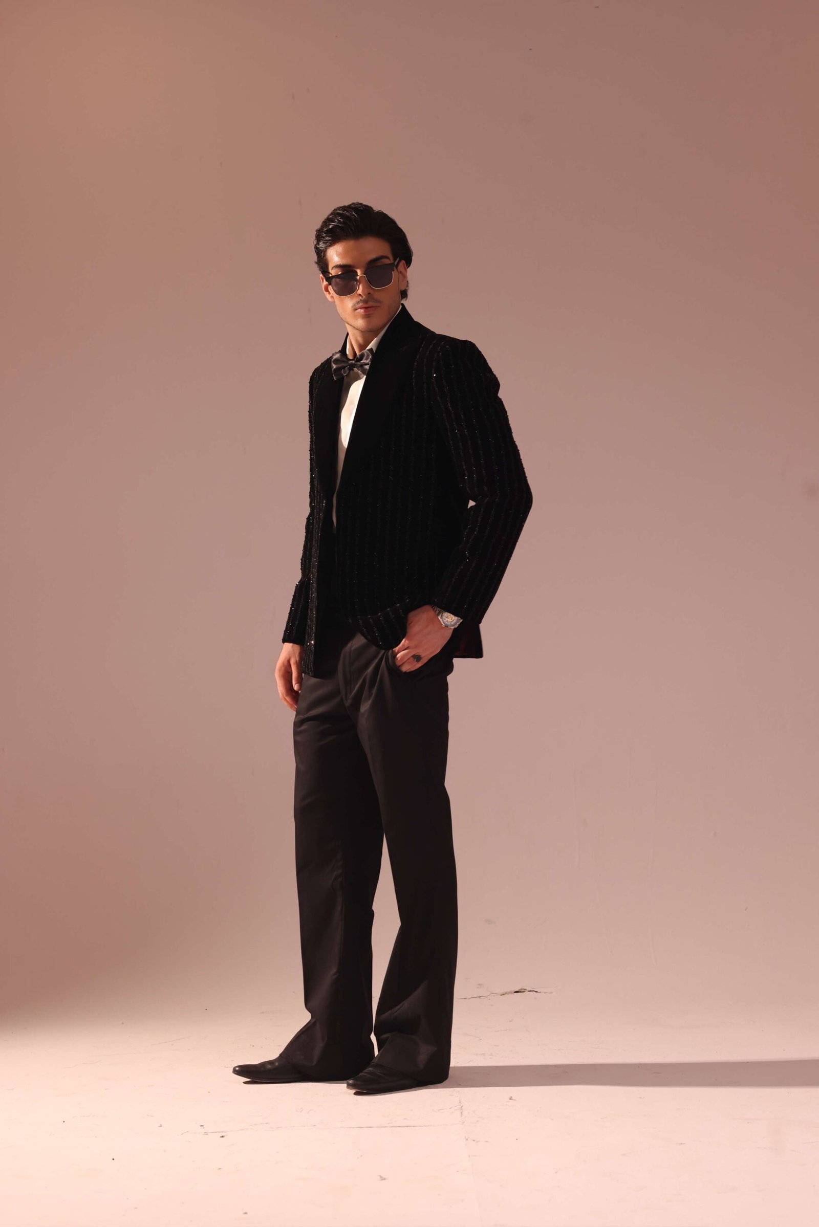 Noir Black Velvet Tuxedo Starlight Suit - Image 7