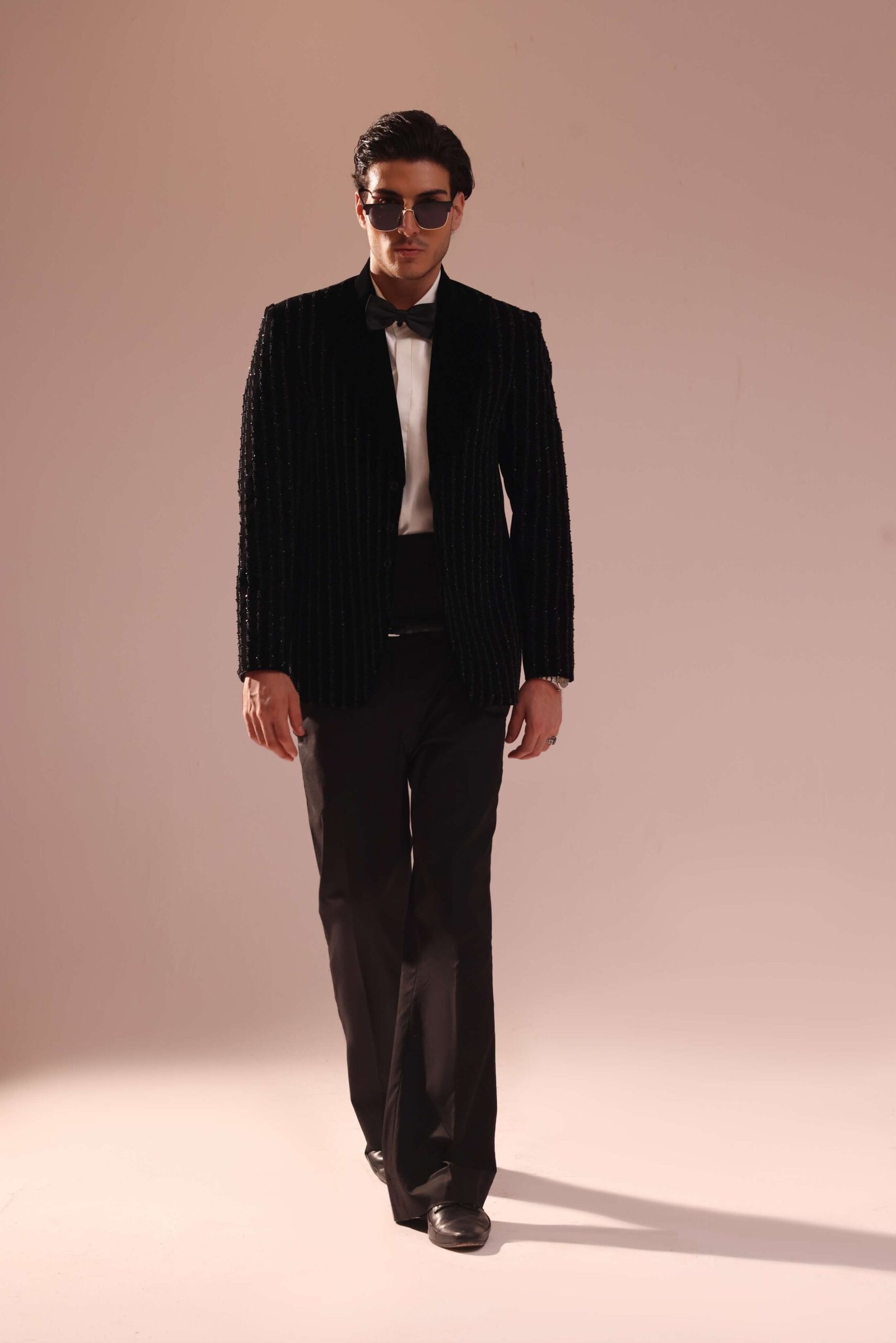 Noir Black Velvet Tuxedo Starlight Suit - Image 2