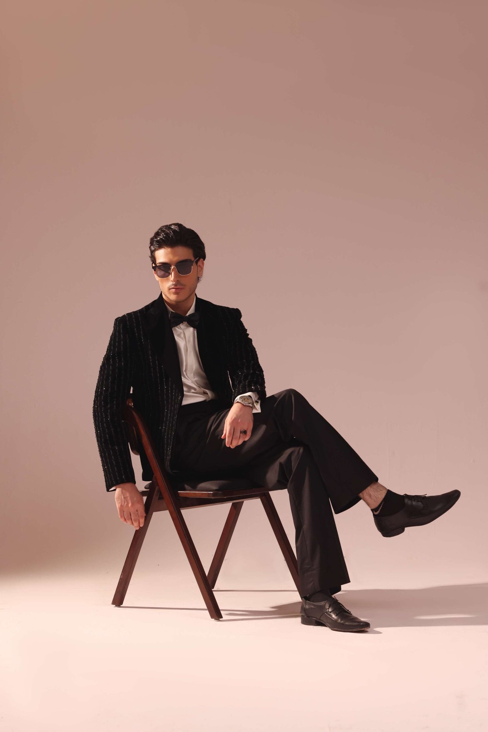 Noir Black Velvet Tuxedo Starlight Suit - Image 5